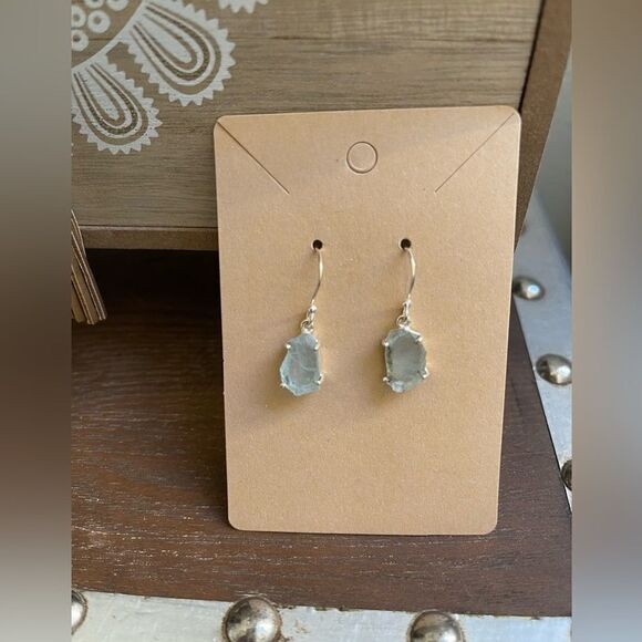 Raw Aquamarine & Sterling Silver Earrings - Picture 3 of 3